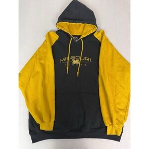 Vintage Missouri Tigers Hoodie Men's Large Black Yellow Embroidered Mizzou NCAA